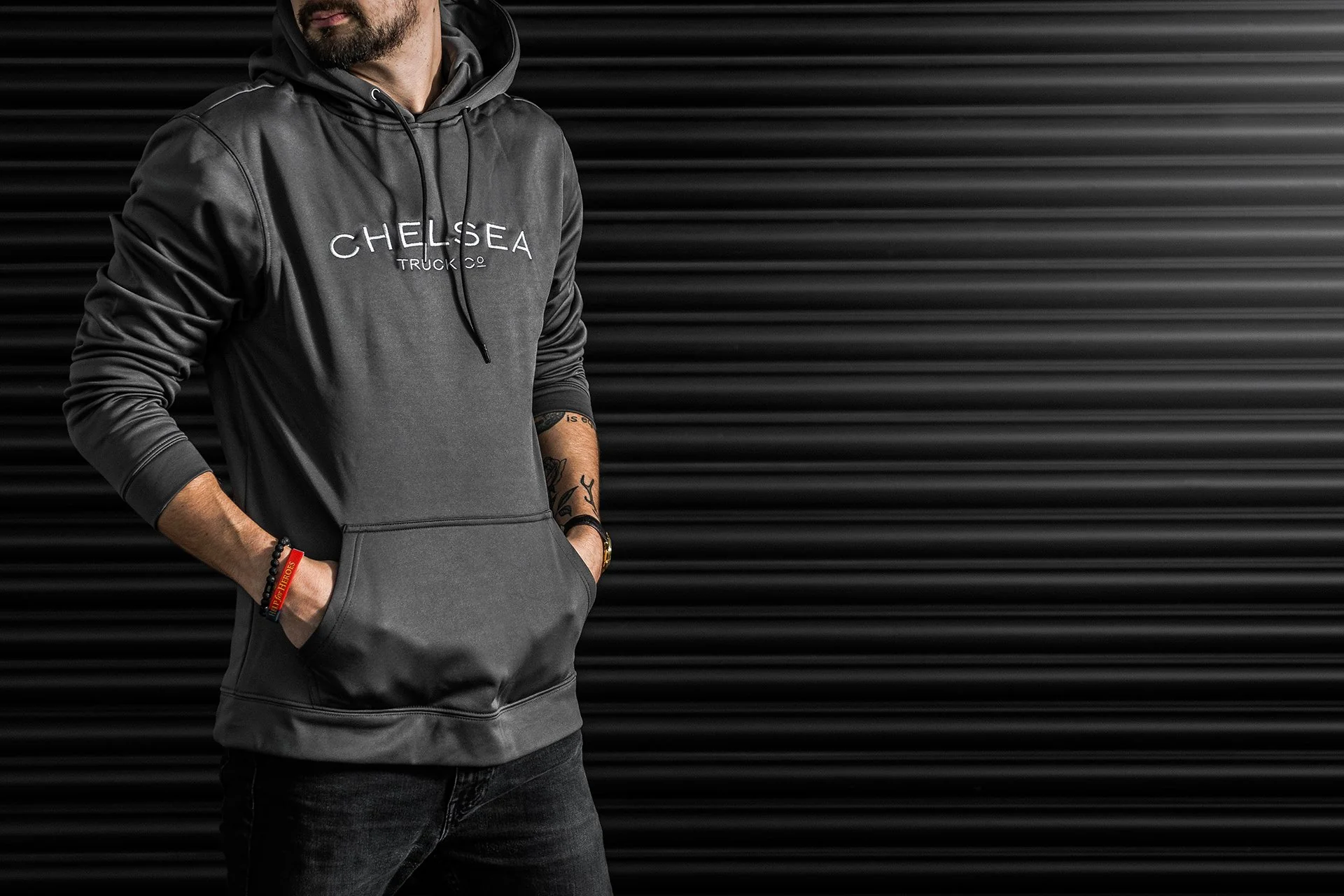 Steel Grey with Silver Embroidery - Chelsea Truck Co Hoodie - Image 3