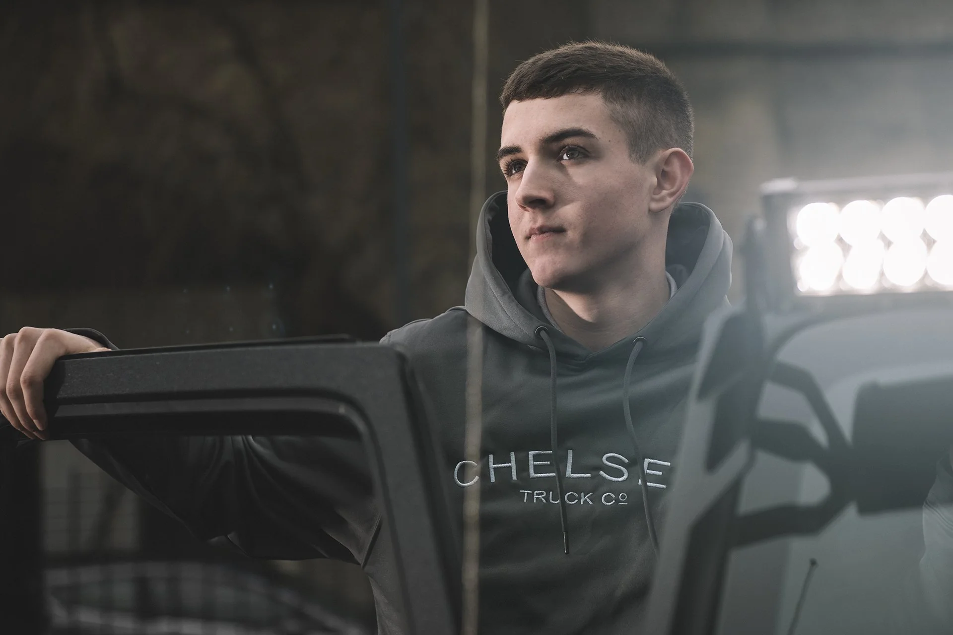 Steel Grey with Silver Embroidery - Chelsea Truck Co Hoodie - Image 7