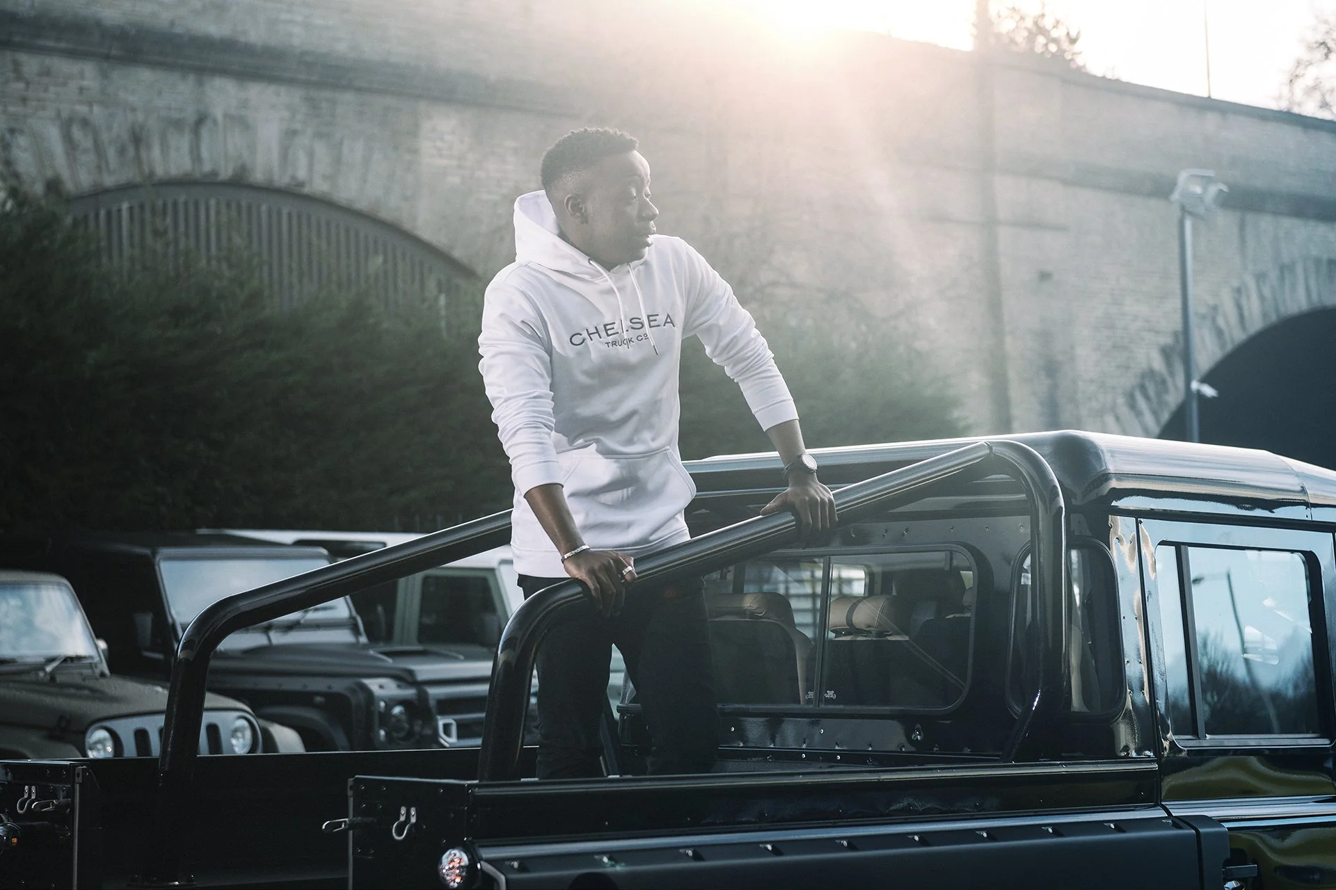 Chelsea Truck Co Hoodie - White with Black Embroidery - Image 3