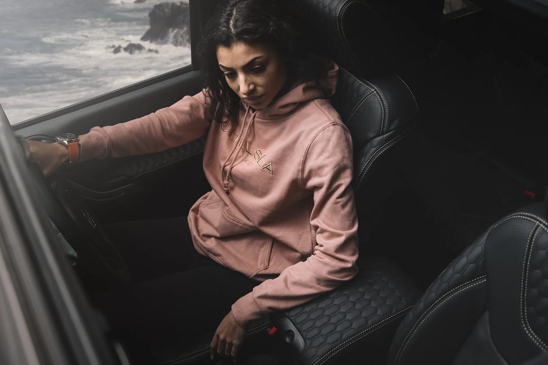 Chelsea Truck Co Hoodie - Dusty Pink with Gold Embroidery - Image 4