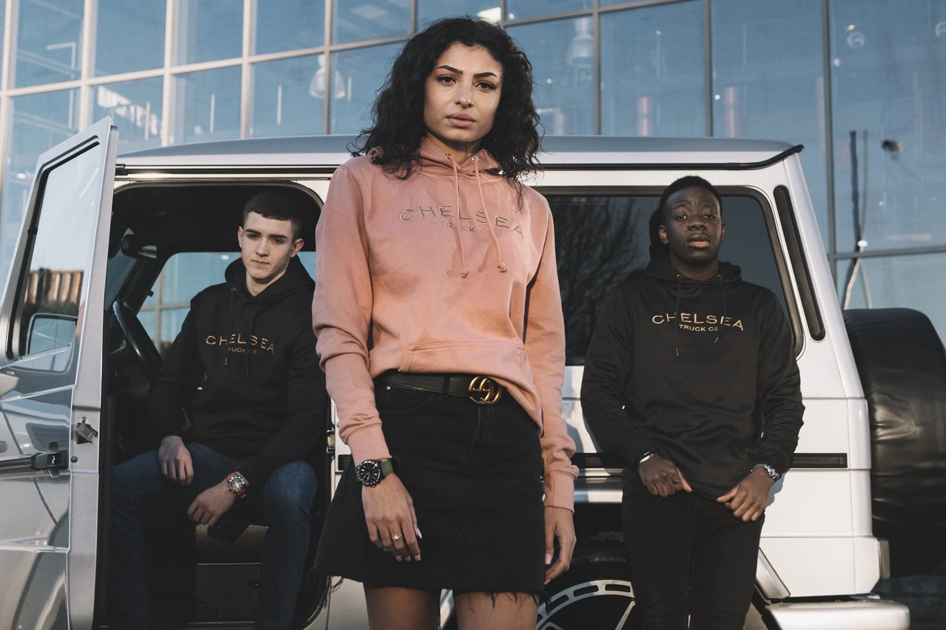 Chelsea Truck Co Hoodie - Dusty Pink with Gold Embroidery - Image 9