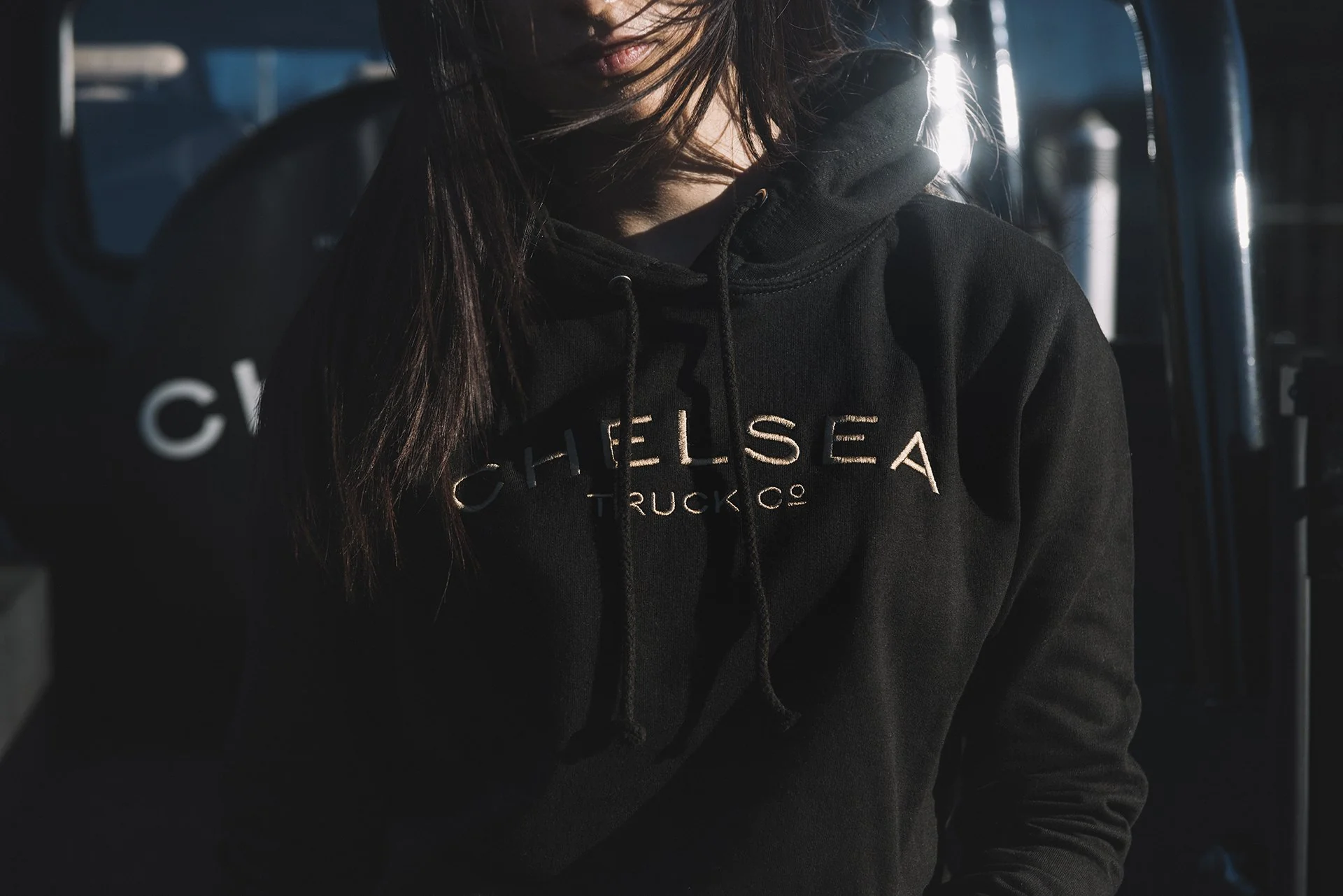 Chelsea Truck Co Black with Gold Embroidery Hoodie - Image 4
