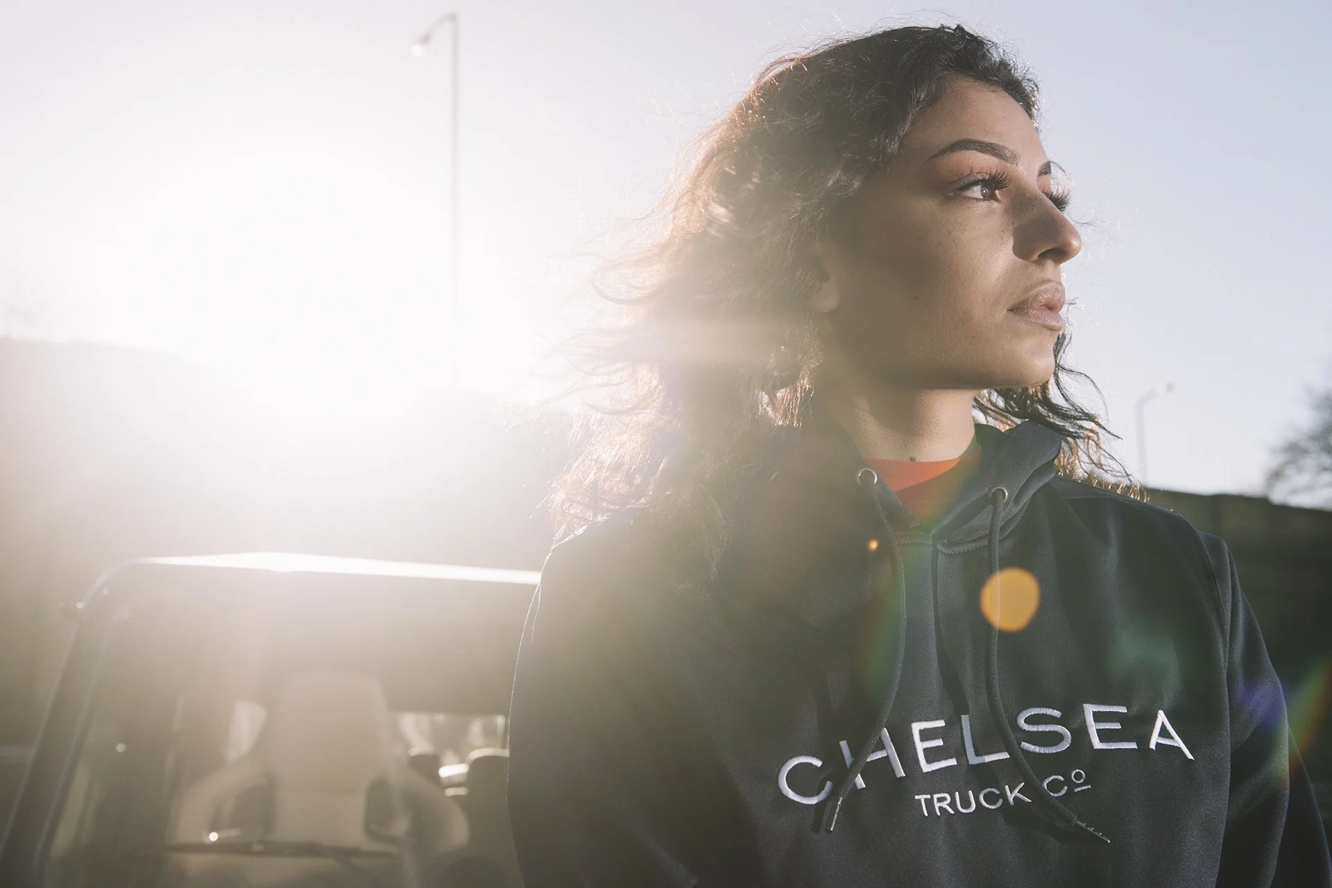 Chelsea Truck Co Hoodie - Navy Blue with White Embroidery - Image 5